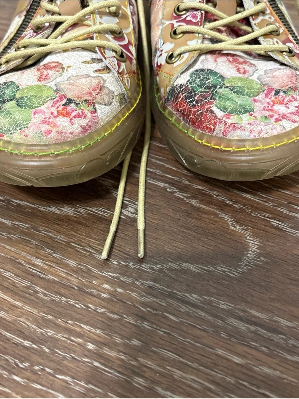 Spring Step L'Artiste  Women's Sneaker Floral Brown Leather Size 38